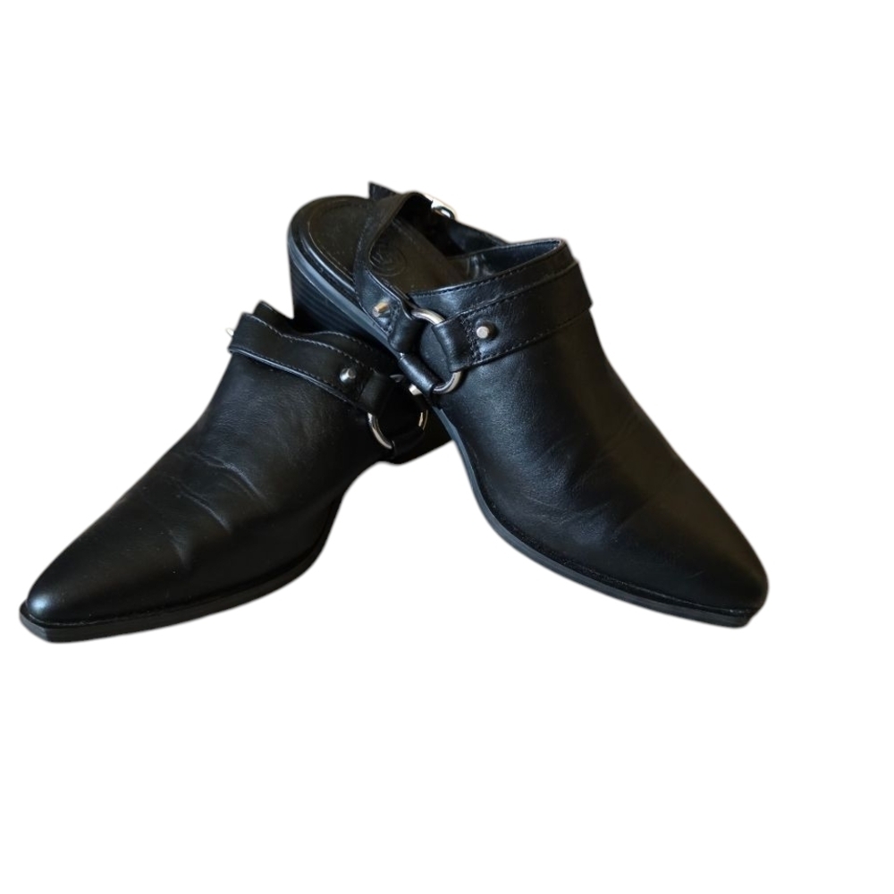 Urban Outfitters Black Faux Leather Sling Back Shoes Womens Size 7
